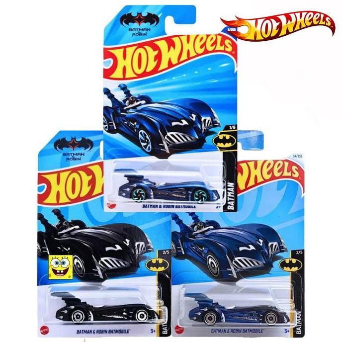 Hot Wheels Batman & Robin Batmobile Biru Hitam - Diecast Mobil Batman