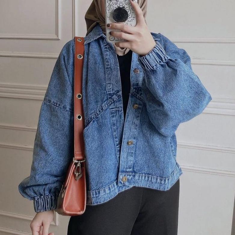Hot Deals Oversize Jacket Jeans Wanita Vintage Blue Acid Jaket Denim Oversize Jaket Jins Jumbo Vinta