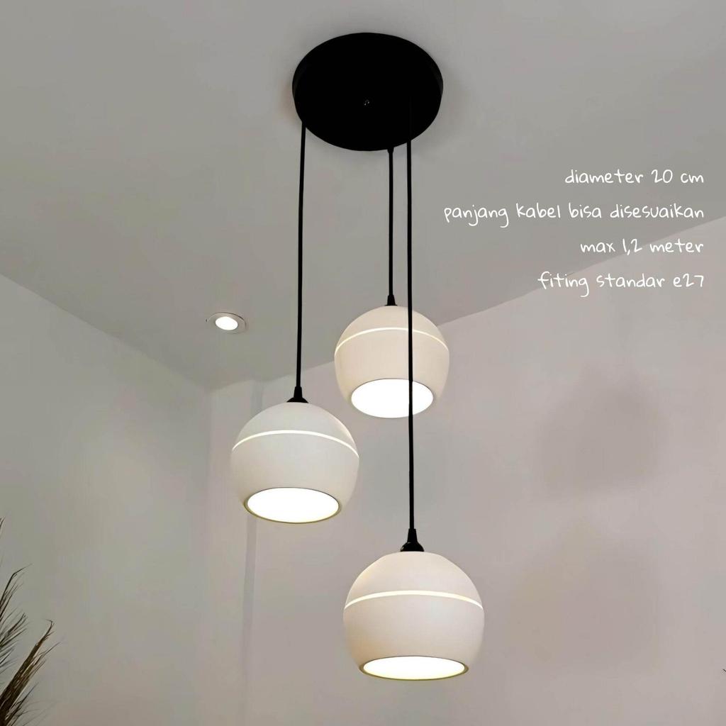 Lampu Gantung 3 In 1  Minimalis Kap Bulat Lampu Gantung Moonlight Lampu Gantung Kamar - Ruang Tamu -
