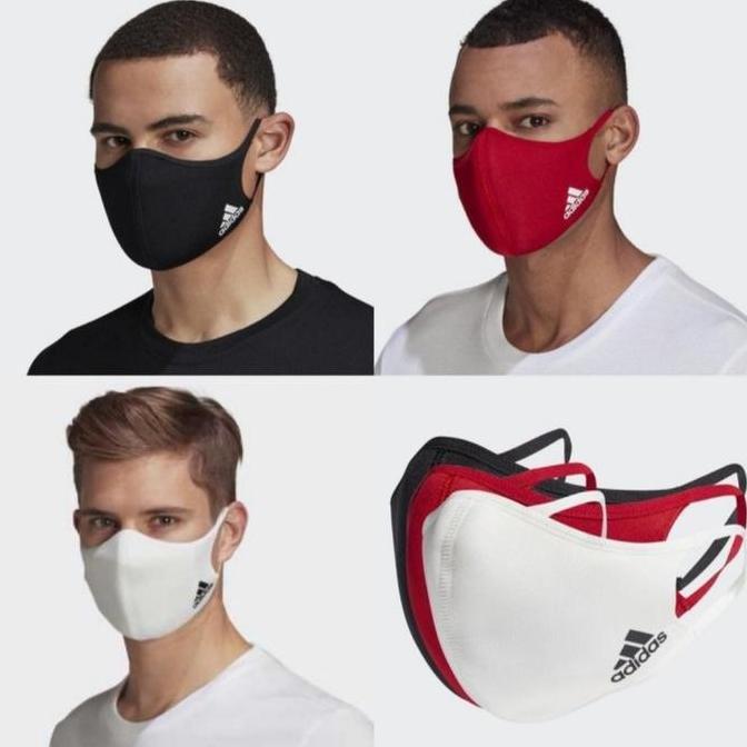 TERMURAH - Masker Adidas Face Cover BOS Badge of Sport Pack isi 3 Original Mask