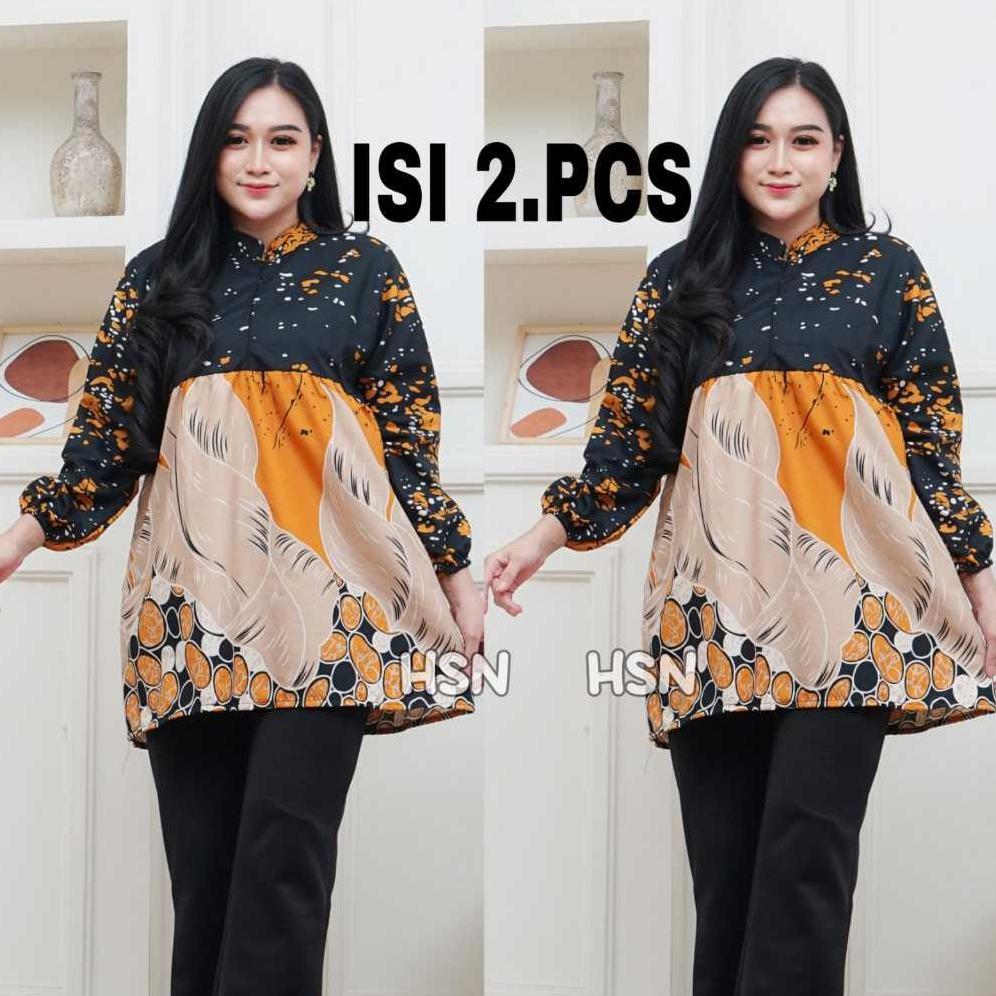 Harga Miring Isi 2 Pcs Batik Wanita Baju Batik Wanita Modern  Blouse Batik Motif Daun Lompong