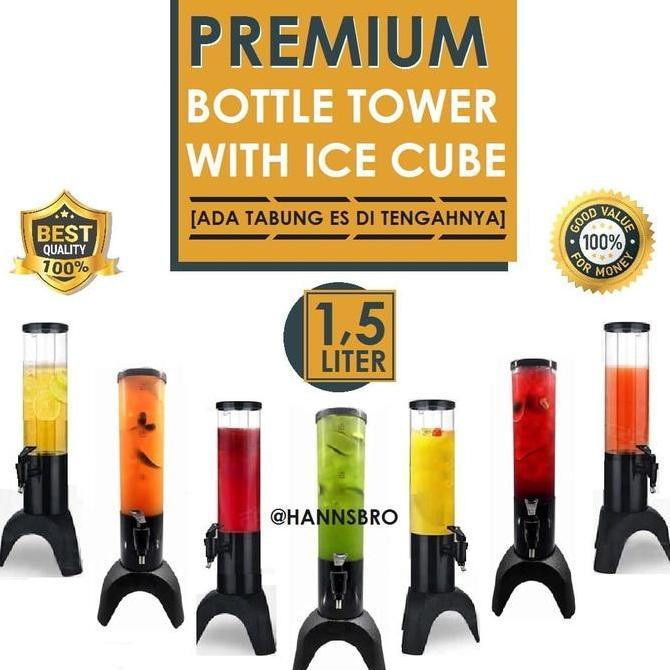 BEBAS ONGKIR - [BERGARANSI] Botol Tower 1,5L Dengan Ice Cube Lampu LED / 1,5 Liter Beer Tower Dispen