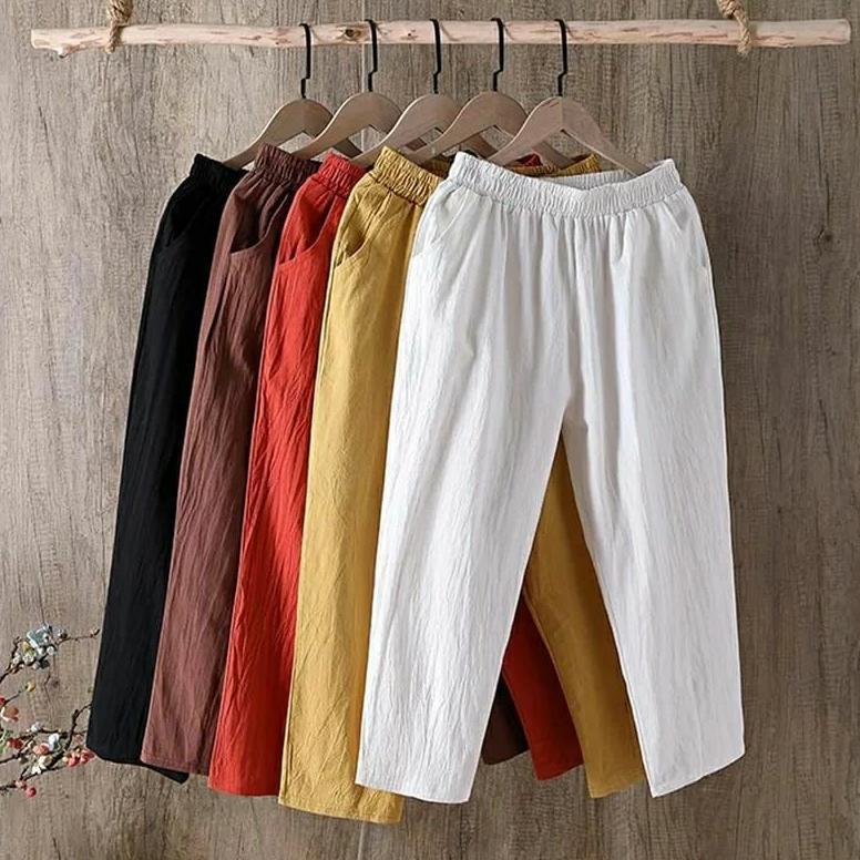 Gratis Ongkir Celana Katun Linen 7/8 Korean Style Corapants