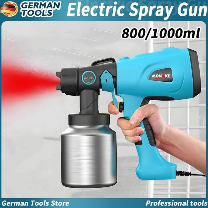 German Tool Mesin semprot cat 1000ML Semprot Cat litium Cordless Paint Sprayer Gun Electric spray gu