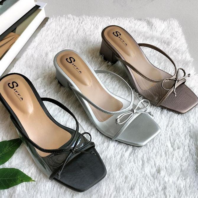 DI22 - Sandal Wanita Transparan Hak 5cm modis dan Elegan Sandal pesta SHP20
