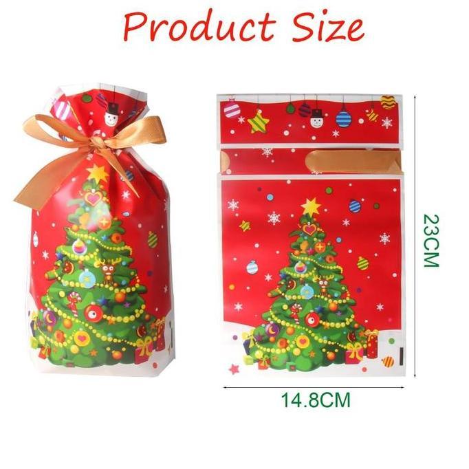 NOXAZA [50pcs] Plastik Serut / Plastik Bingkisan / Merry Chrimast Terbaru 2025 Plastik Telinga Kelin