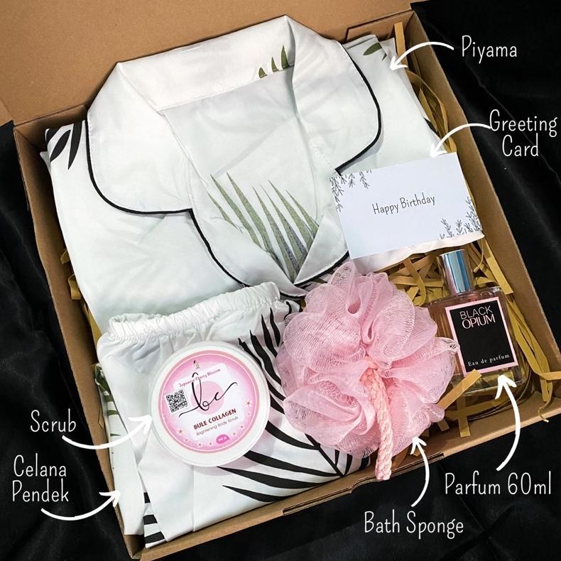 [PIYAMA PENDEK DEWASA]HAMPERS GIFT BOX PIYAMA WANITA CELANA PENDEK/HADIAH ULANG TAHUN PIYAMA WANITA/
