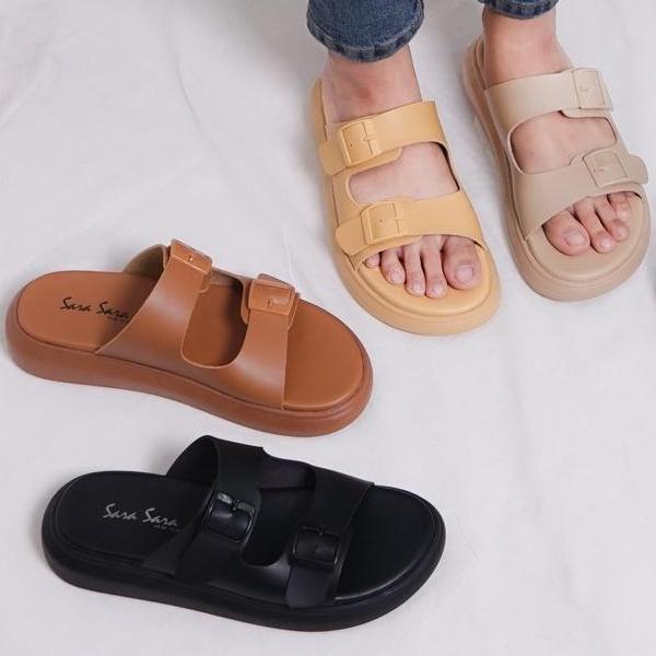 DV206 - JOI Sandal Wanita Wedges Birken Tinggi 3cm Size 36 - 40 Casual Sendal Cewek Platform Gesper 