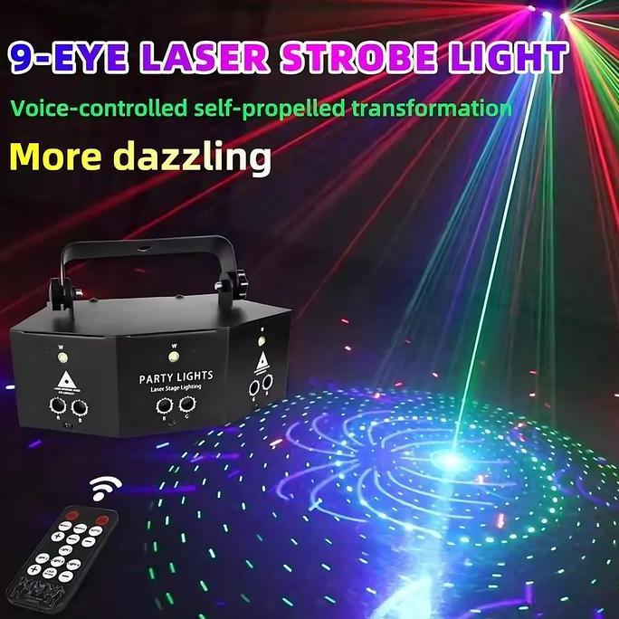 Lampu Laser Proyektor Lighting Panggung Disco RGB Light Sensor Suara original