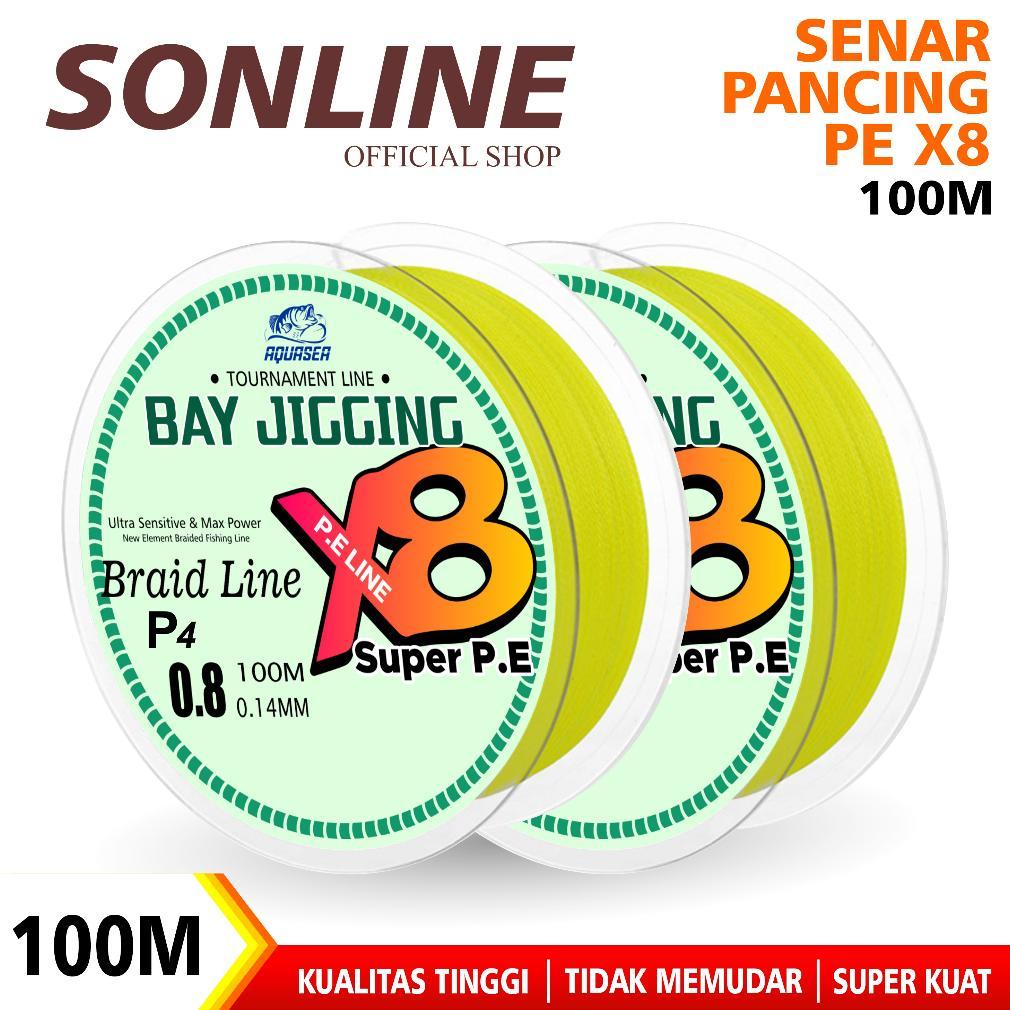 SONLINE - Senar Pancing PE Warna Kuning 100M PE Fishing Line Strength 5.5kg-18kg Sangat kuat Senar P