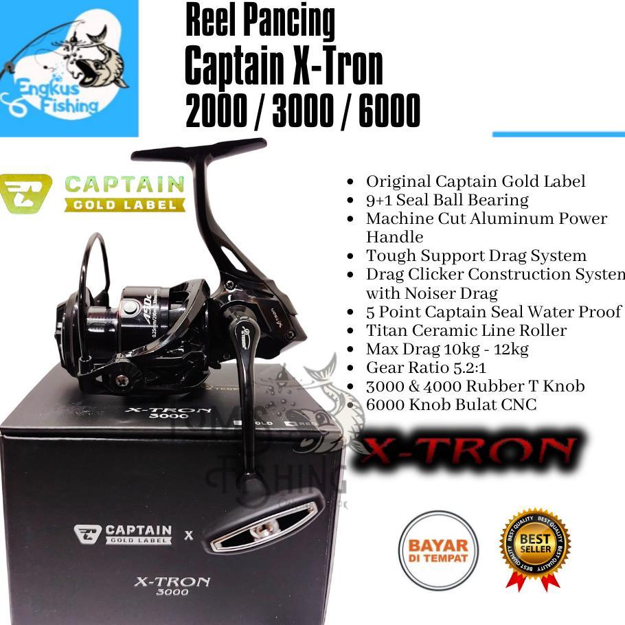 Reel Pancing CAPTAIN X TRON 2000 - 6000 Gold Label (9+1 Bearing) Power Handle - Engkus Fishing