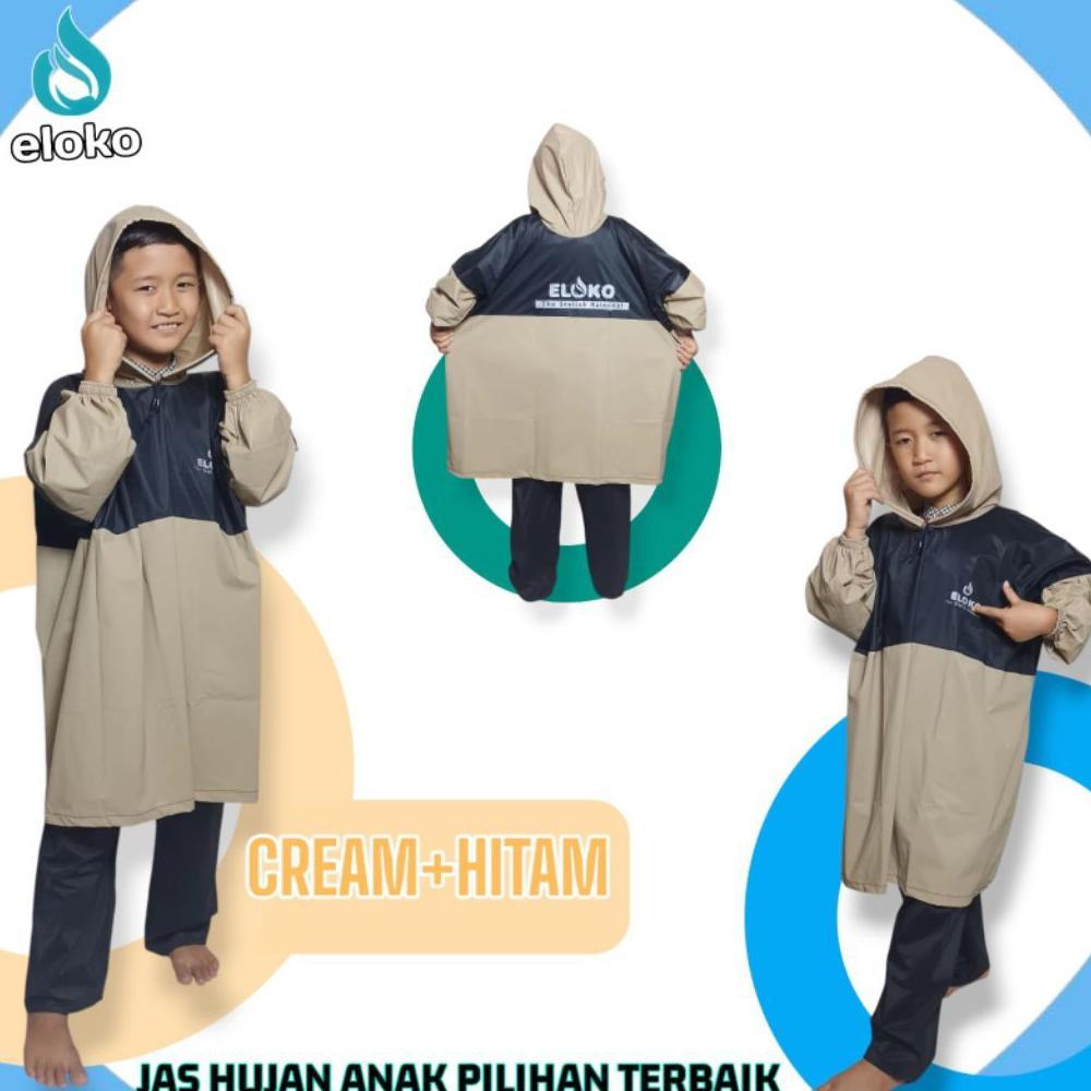 Jas Hujan Setelan Ponco Kombinasi Anak Usia 7-12 Tahun