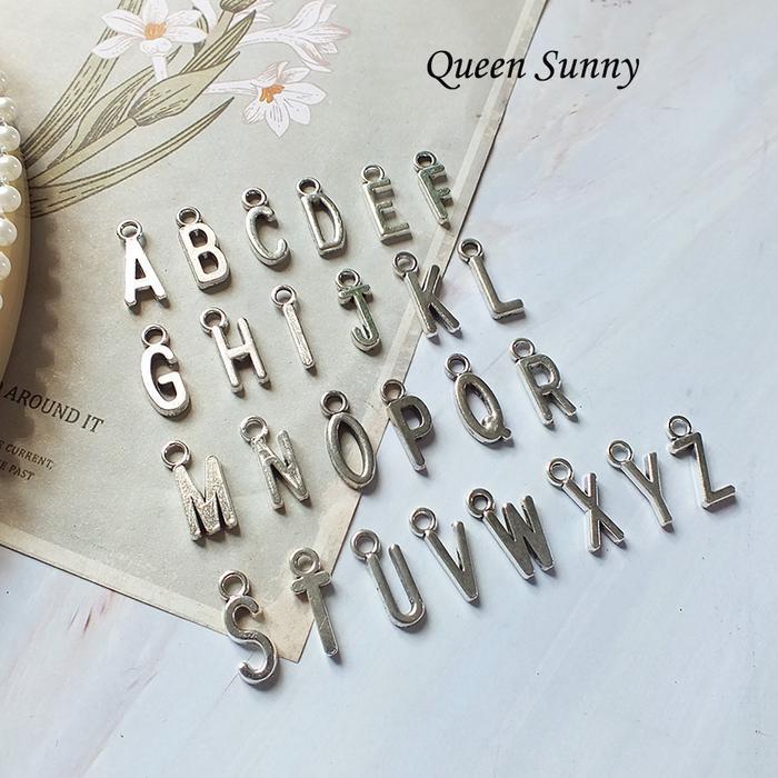 (Promo) Bandul Charm Huruf (Silver) Alfabet Alphabet Pendant Liontin Kalung Bestseller