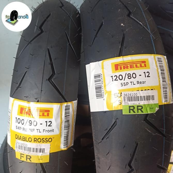 Terlaris Pirelli Paket Ban Motor Diablo Rosso Scooter Sc Ukuran 100/90 R 12 & 120/80-12 Untuk Scoopy