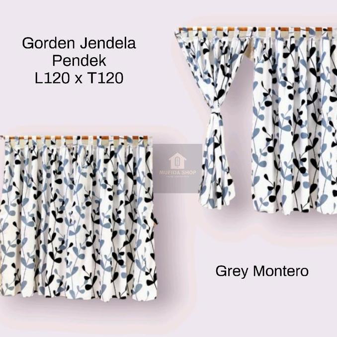 Dimari- Gorden Jendela Pendek Perekat Kain Katun Disperse/Embos - Ukuran 120X120Cm Curtain