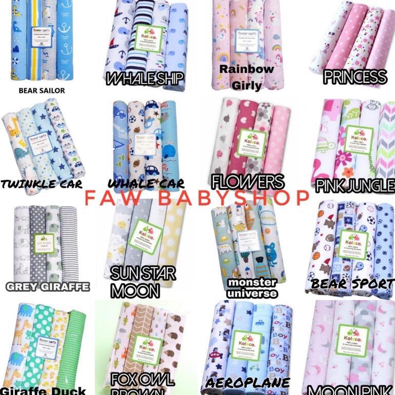Cuci Gudang 4Pcs Kain Bedong Bayi Flanel Jumbo Carter Love Isi 4 Pcs / Just To You / Kolaco/ Carters/ Flower Carts