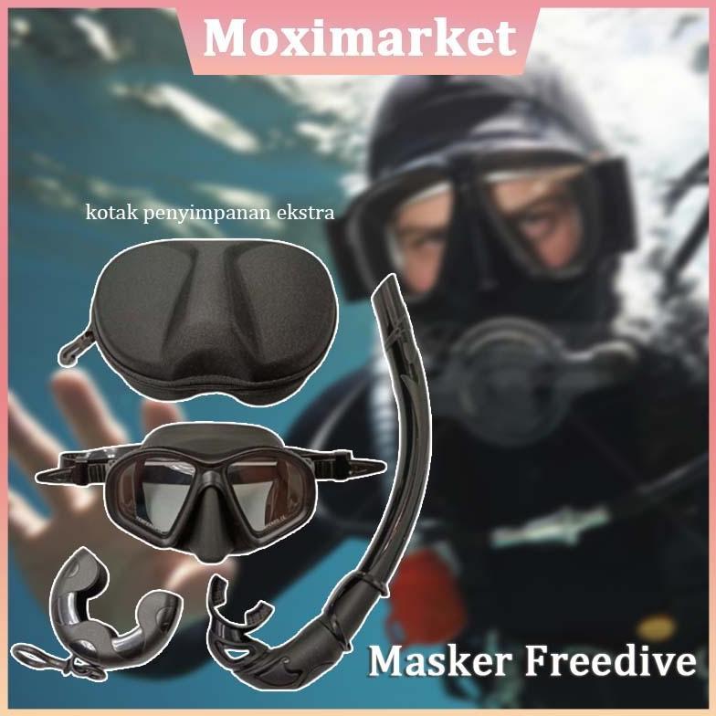 Freediving Snorkeling Free Diving Set Combo Snorkel Selang Lipat Nautilus Full Silicone Tempered Gla