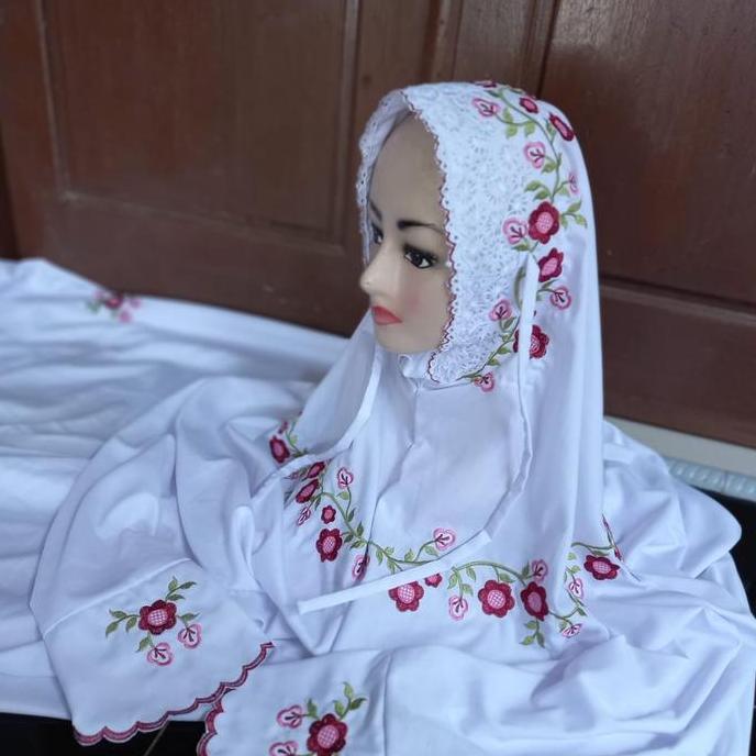 Disiniaja- [Produksi Sendiri] Mukena Terusan Polino Supersilk Bordir Rancang Matahari Muslim Tebal N