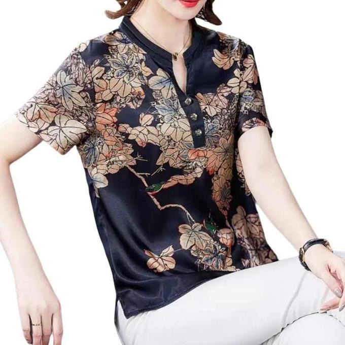 Termurah / Hot Sale 0003 Blouse Prosperity Cheongsam Wanita Xl Atasan Jumbo Bahan Acetate Satin Prem