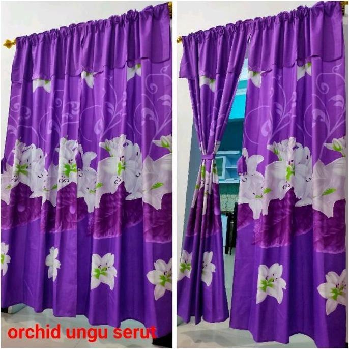 Dimari- Gorden Jendela Serut Warna Ungu Serut Kain