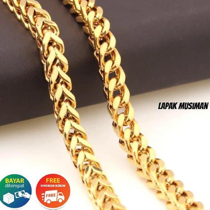 Kalung Titanium Pria Warna Kuning Model Cuba Link