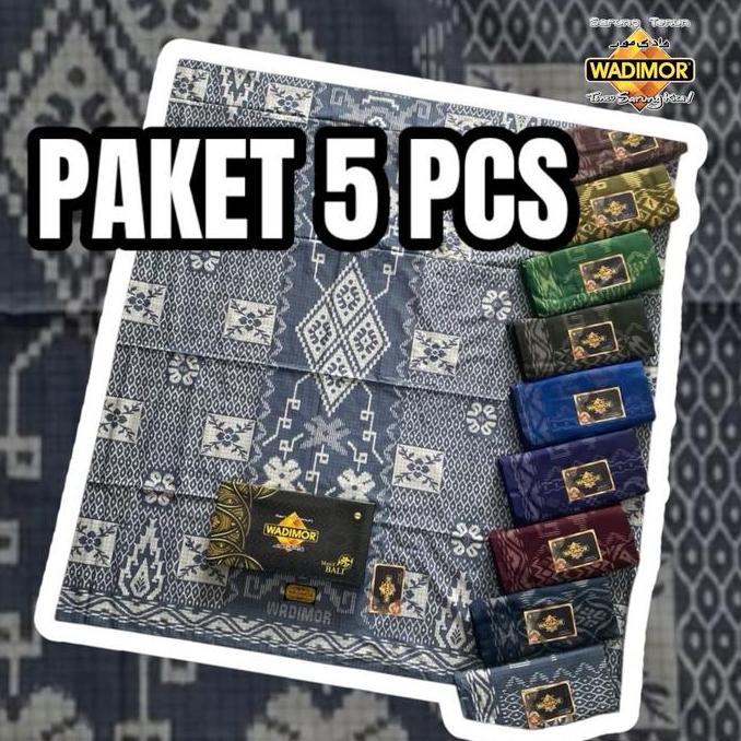 Termurah / Hot Sale Paket 5 Pcs Sarung Wadimor Dewasa Motif Bali Sarung Pria Tenun Traditional Batik