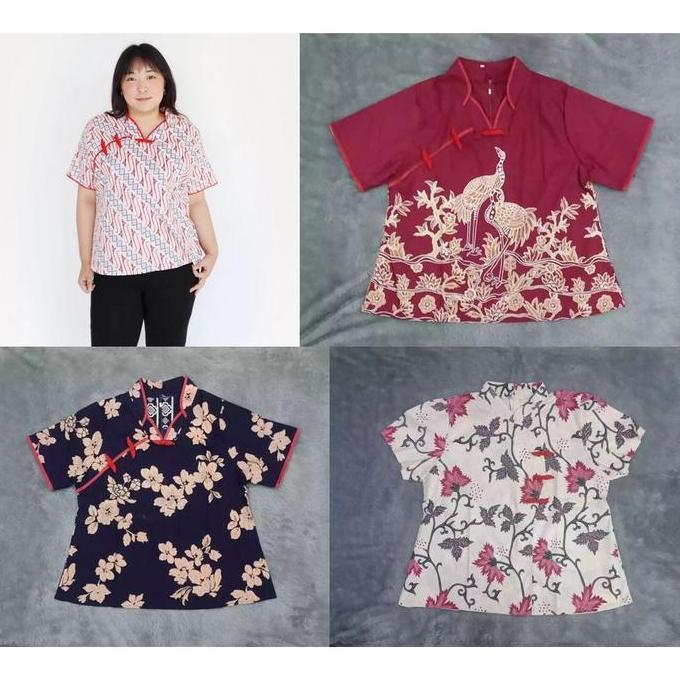 Termurah / Hot Sale Baju Imlek Blouse Cheongsam Batik Wanita Jumbo Bigsize 331C Sincia Cny