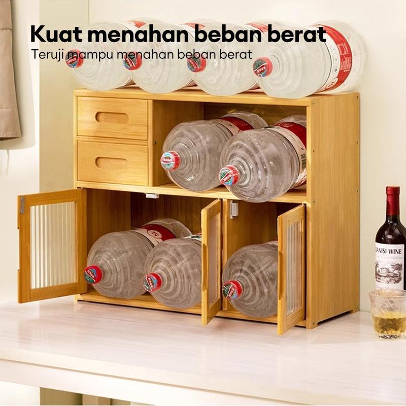 Rak Dapur Mudah Dipasang Rak Bumbu Kayu Ekstra Besar Dengan Bantalan Beban Sederhana Serbaguna