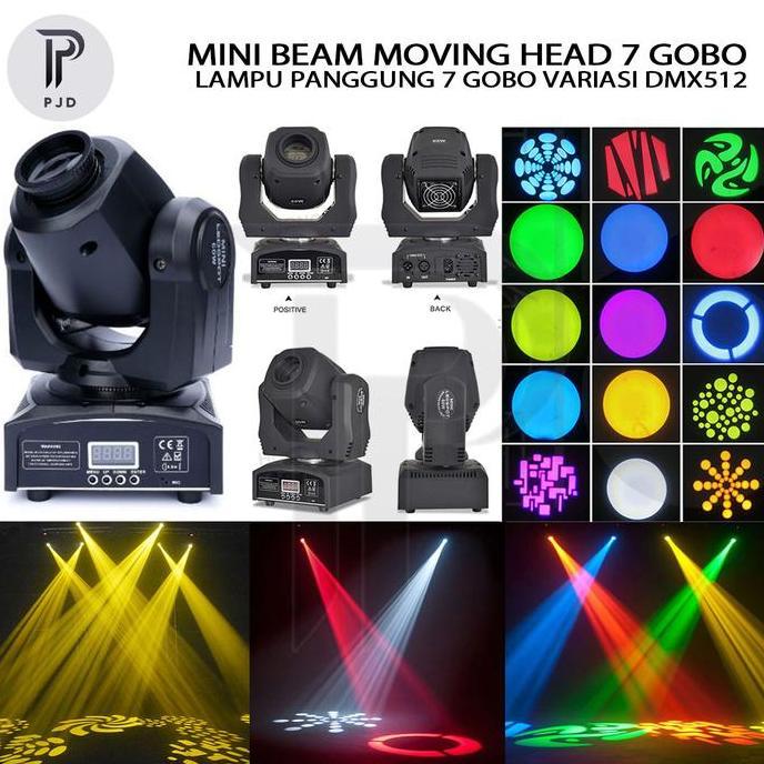 LOLOPECHKA Mini Beam Moving Head Moving Beam Lampu Panggung 7 Gobo Variasi DMX512