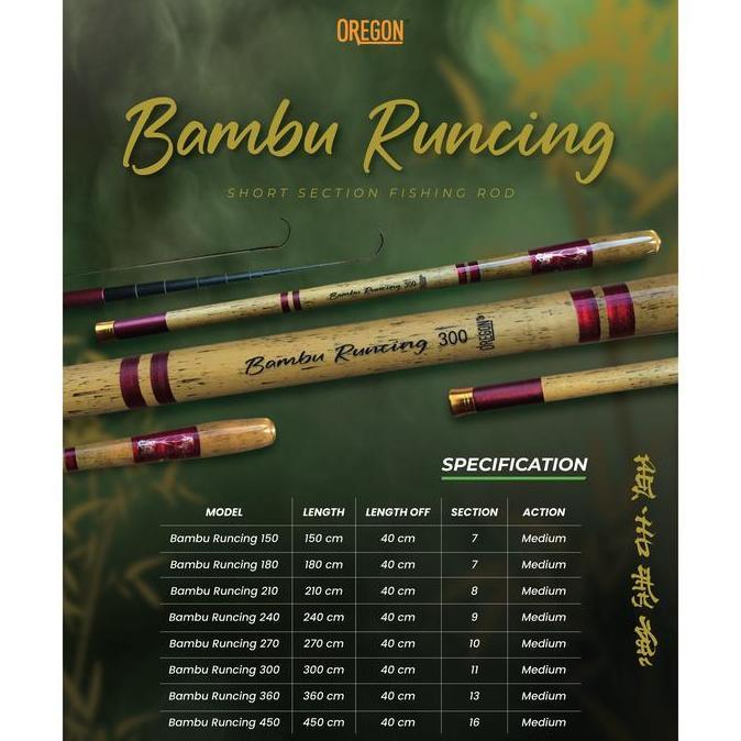 Joran Tegek Oregon Bambu Runcing Ruas Pendek