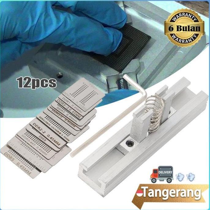 THETA 13pcs/Set BGA Reballing Station Cetakan Stensil Jig Stencil Universal Untuk DDR1 DDR2 DDR3