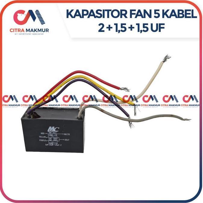 Kapasitor Fan Kipas Angin 5 Kabel 2 1,5 Uf Ceiling Plafon Capung 3 Premium