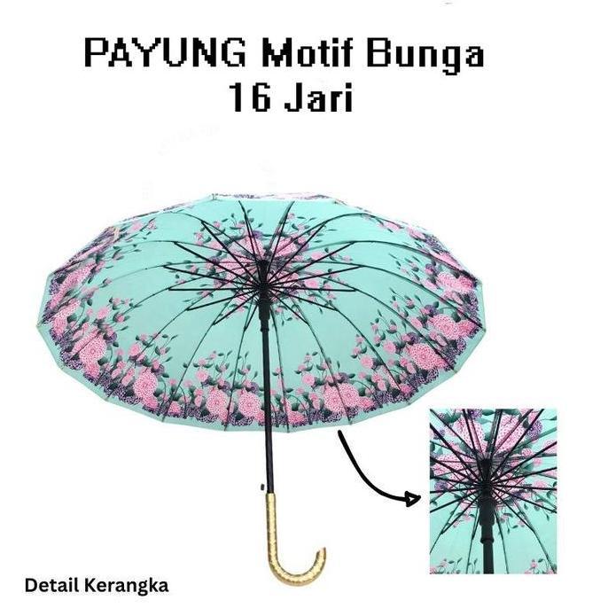 Termurah / Hot Sale Payung Gsf-4716 - Payung 16 Jari Motif Bunga - Payung Souvenir - Payung Satin Sa