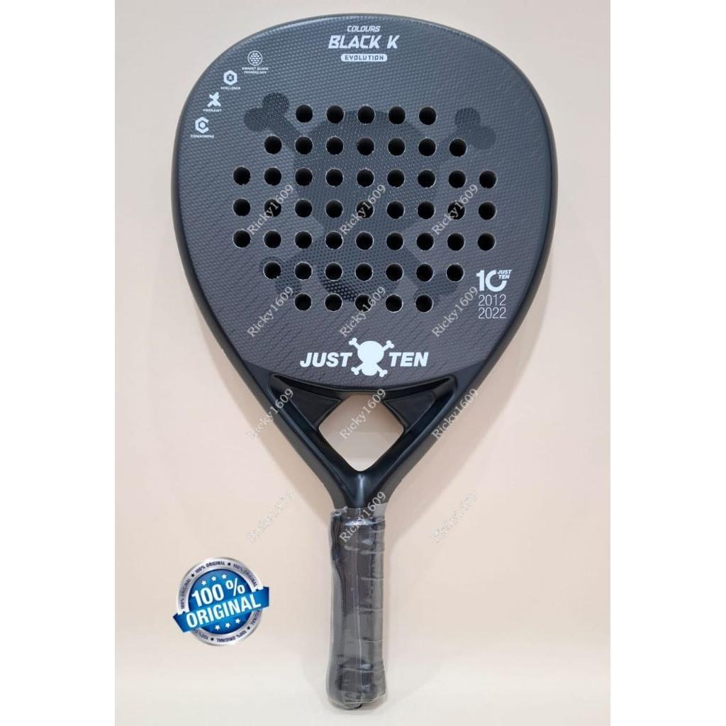 Padel Racket Carbon Just Ten Black K Evolution / Raket Padel Carbon Just Ten Black K Evolution (Full