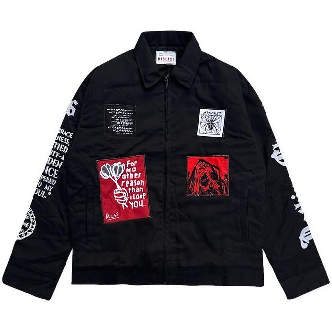 Termurah / Hot Sale Miscast Work Jaket Vintage Rebecca Hitam Bomber Gangster Pria Casual Distro Semi