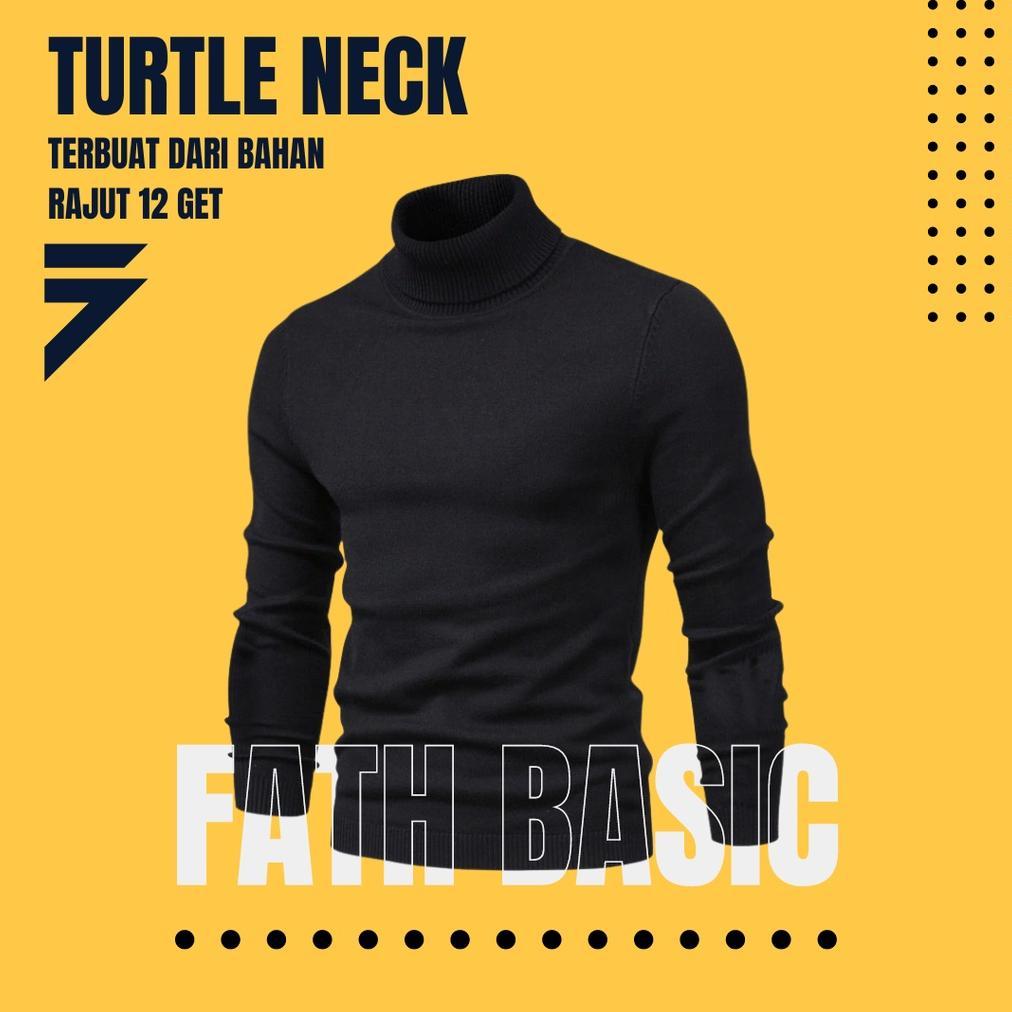 NEW TURTLE NECK Sweater Rajut Pria Korea Bahan Tebal Kerah Tinggi Long Neck Polos [terbaik][terlaris