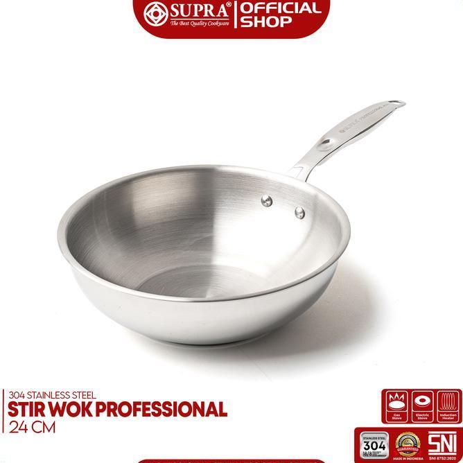 Supra Panci Stainless Steel Sus 304 Stir Wok 24 Cm Professional Series