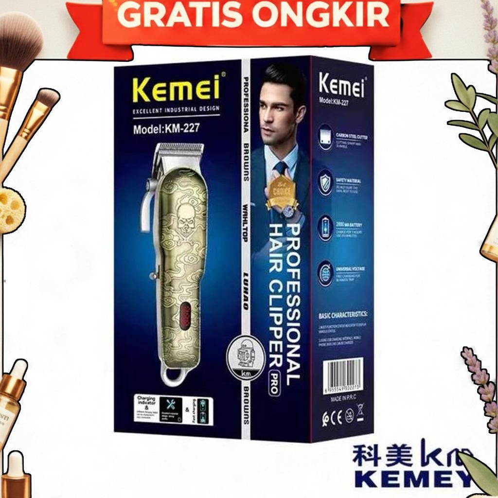 Alat Cukur Rambut Kemei Km-227 Hair Clipper Lcd Mesin Pangkas Km 227