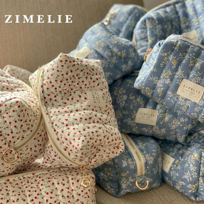 Quilted Pouch by Zimelie - Tas Makeup Organizer, Travel, Puffy Pouch Kosmetik Aksesoris Skincare KS