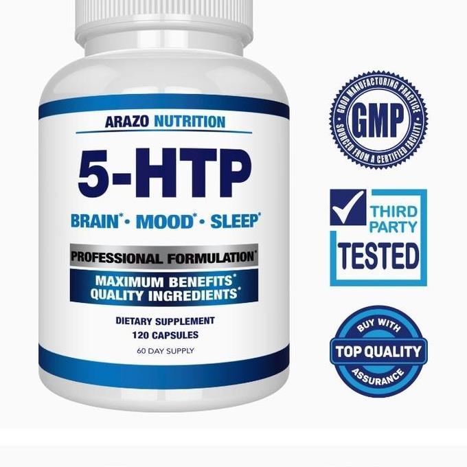 Arazo Nutrition 5-HTP 200 plus Calcium Mood Sleep Calm High Purity 120