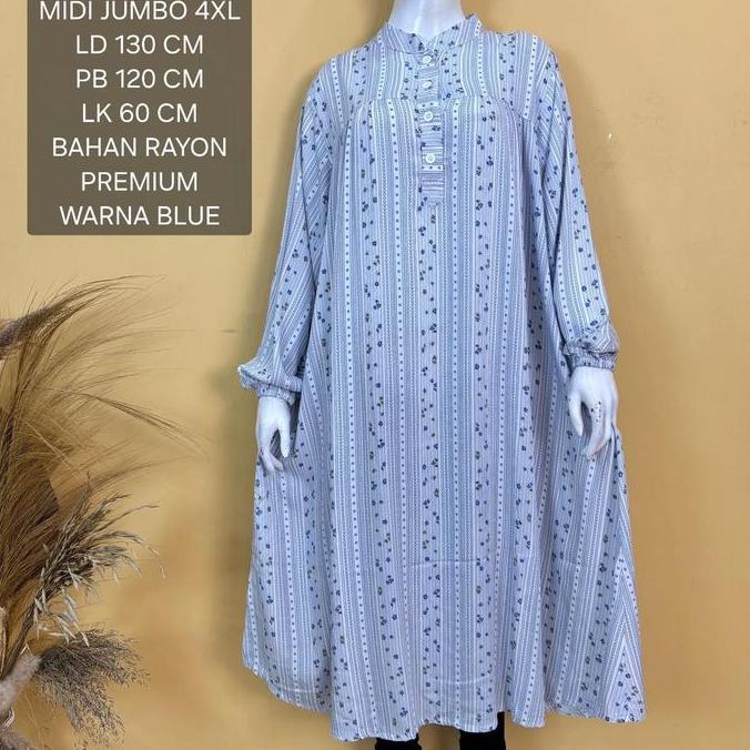 Promo Midi Dress Jumbo Ld 130 Cm Bahan Rayon Premium - Adeeva Long Tunik Cod
