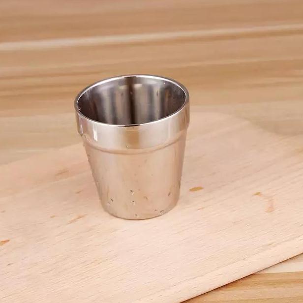 Gasyuk- Gelas Stainless 2 Lapis 7 Cm Gelas Korea