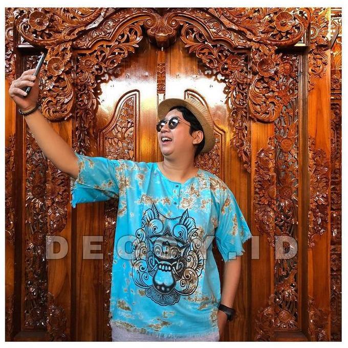 Iyakirim- Deccy.Id - Baju Kaos Barong Bali Pria Wanita Santai Rayon Kancing Motif Tie Dye Oversize P
