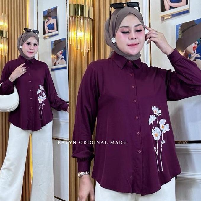 Iyakirim- Jassy Blus Bordir Rayon Twill Premium Kemeja Bordir Atasan Bordir Wanita Mewah Cantik
