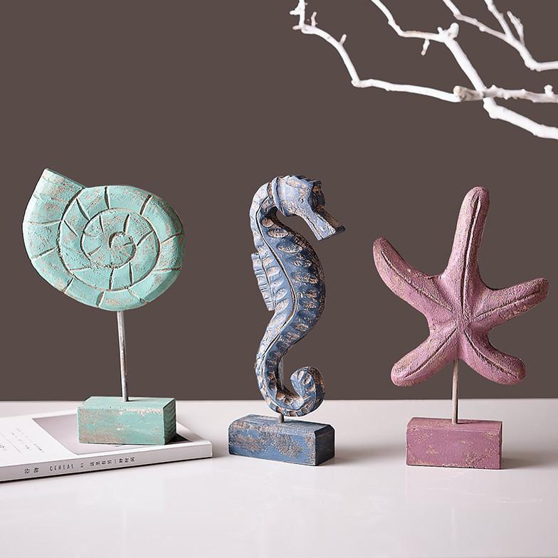 Dekorasi Rumah Gaya Mediterania Keong Kuda Laut Bintang Laut Dekorasi Kabinet Anggur Ruang Tamu Deko