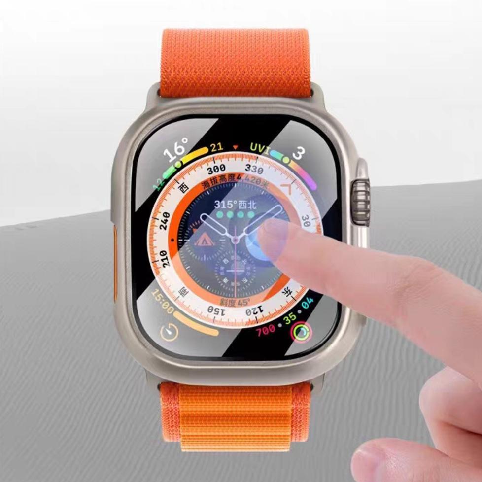 pengiriman cepat Tempered Glass PC Case Apple Watch Model Upgrade To IWatch Ultra 3 2 49mm 40mm Seri