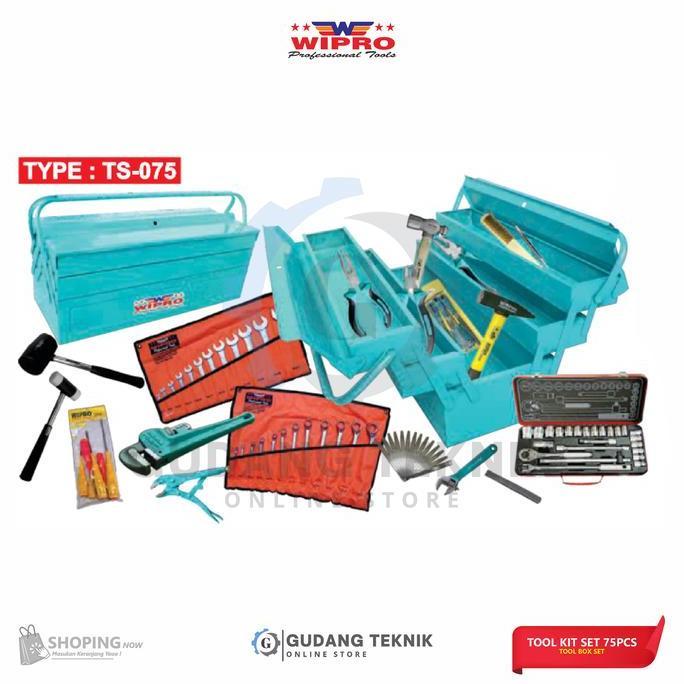 GRASSSTEKNO Tool Kit Kunci Set 75pcs WIPRO TS-075 /Tool Kit Sock Sok Set Box WIPRO