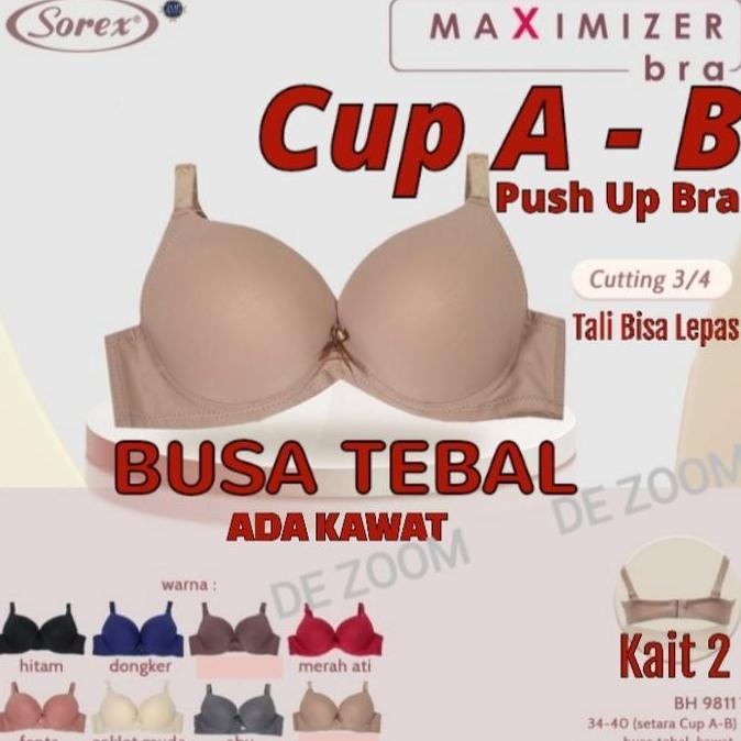 Sorex Maximizer Bra 3/4 Cup Push Up Busa Tebal Kait 2 Cup A-B 9811