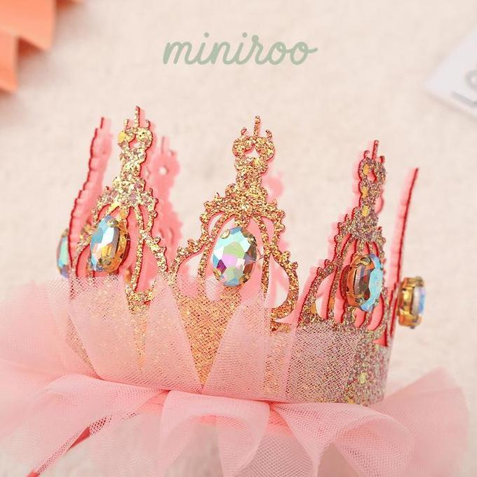 Miniroo Bando Bandana Topi Pesta Mahkota Tiara Hat Queen Style Anak Perempuan Aurel murah