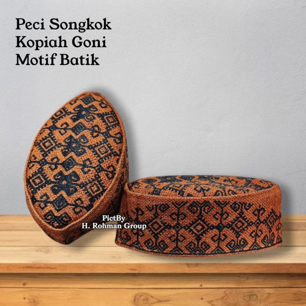 Bisa COD Peci Songkok Goni Motif Batik Warna Natural Original Viral